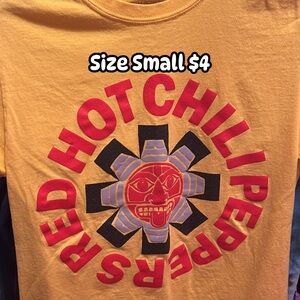 Vibrant Yellow Short Sleeve Tee with Bold Red Graphic